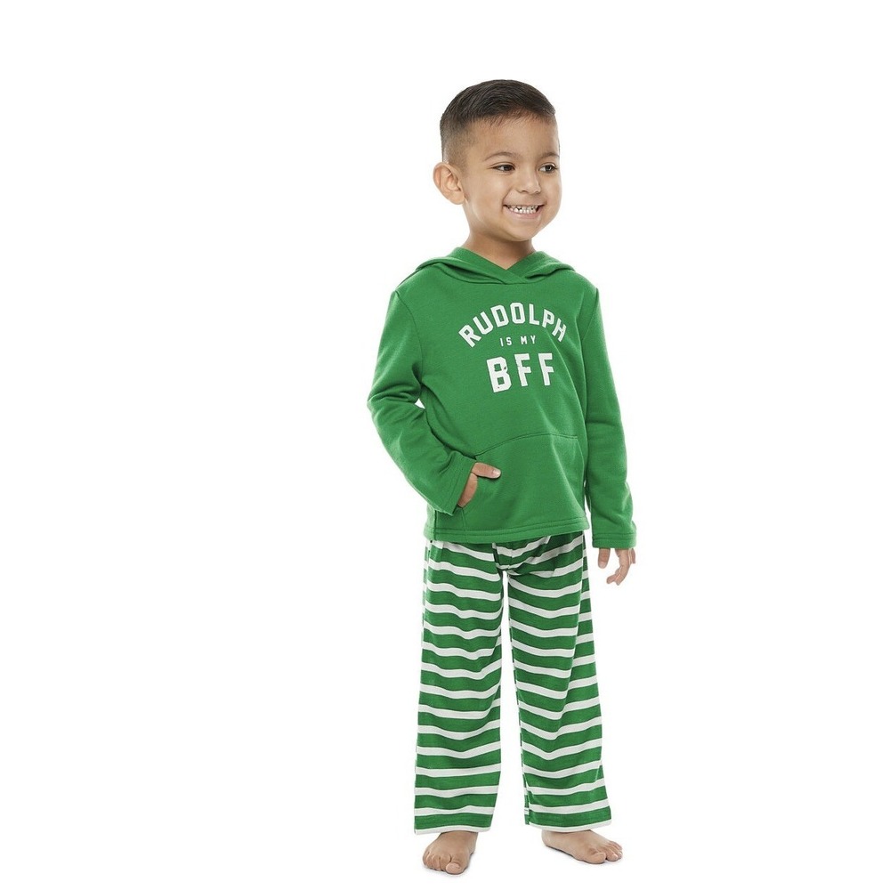 Toddler Size 3t Lounge Christmas Holiday Pajama Set "Rudolph Is My Bff" Hoodie